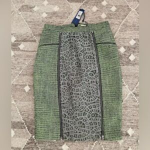 Rebecca Minkoff Womens Uma Pencil Skirt, NWT, Size 4, Green Lace Zip, MSRP $248